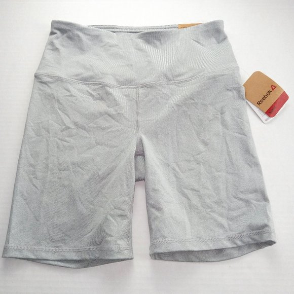 Reebok Pants - Reebok Women's Fitted High Rise Biker Shorts Size Small Grey Heather Training